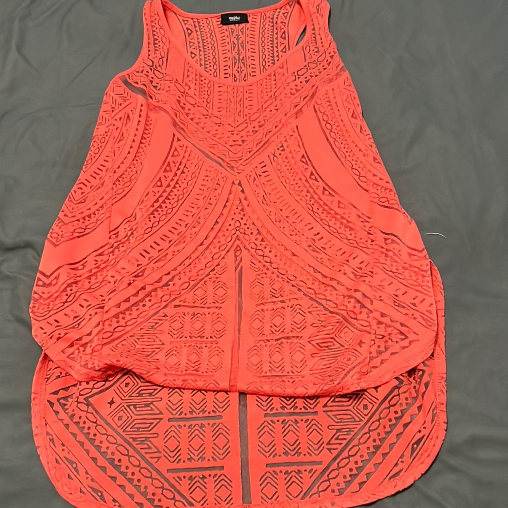 Mossimo, Coral, Burn-Out Tank, Size Medium